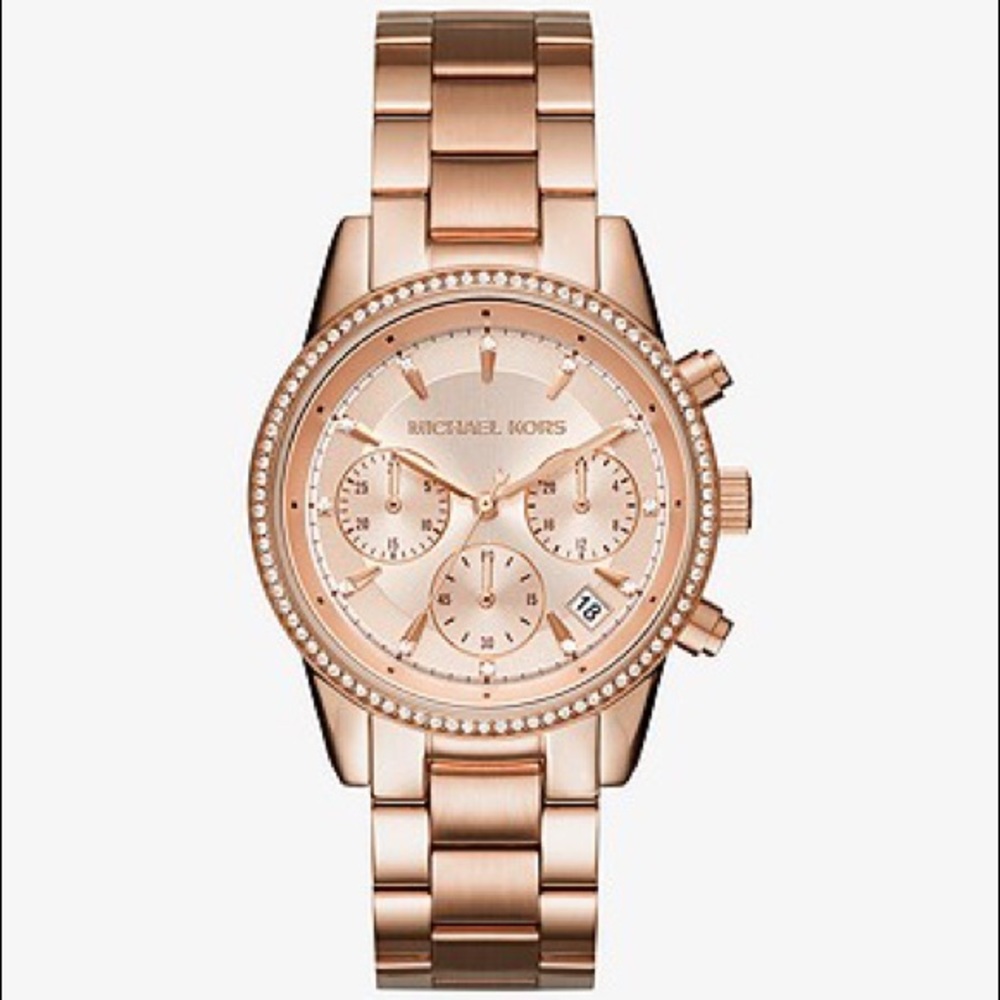 Michael Kors Ritz Rose Three-Hand Rose Gold-Tone - Picture 13 of 14